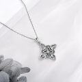 wholesale 925 Sterling Silver Celtic Knot Cubic Zirconia Accent Pendant Necklace - Irish Good Luck Jewelry for Women-0-3
