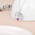 wholesale 925 Sterling Silver Birthstone Crystal Horse Heart Necklace Women s Jewelry Gift-0-37