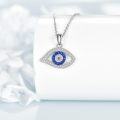 wholesale 925 Sterling Silver Evil Eye Crystal Blue Stone Pendant Necklace for Women-0-4