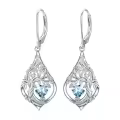 TOUPOP Sterling Silver Birthstone Tree Of Life Earrings-0-0