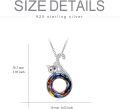 wholesale 925 Sterling Silver Rainbow Crystal Cat Pendant Necklace s for Women-0-3
