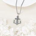 wholesale 925 Sterling Silver Deer Antlers Anchor Cross Pendant Necklaces for Men Dad Father Grandfather s 36 Chain-0-4