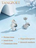 wholesale 925 Sterling Silver Seahorse Shape White Opal Hypoallergenic Stud Earrings for Sensitive Ears-0-1
