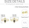 wholesale 925 Sterling Silver Honeybee Stud Earrings with Black Enamel and Cubic Zirconia for Women-0-3
