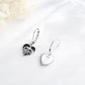 wholesale 925 Sterling Silver Heart-Shaped Black Enamel Skull Drop Earrings for Women - Gothic  Idea-0-2