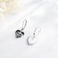 wholesale 925 Sterling Silver Heart-Shaped Black Enamel Skull Drop Earrings for Women - Gothic  Idea-0-2