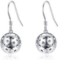 wholesale 925 Sterling Silver Perforated Ball Dangle Earrings - Sporty & Stylish  for Her-Pickleball