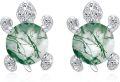 wholesale 925 Sterling Silver Green Agate Sea Turtle Stud Earrings Hypoallergenic Ocean Jewelry-0-0