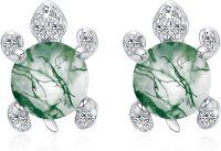 wholesale 925 Sterling Silver Green Agate Sea Turtle Stud Earrings Hypoallergenic Ocean Jewelry-C-Turtle Earrings
