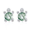 wholesale 925 Sterling Silver Green Agate Sea Turtle Stud Earrings Hypoallergenic Ocean Jewelry-0-0