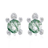 wholesale 925 Sterling Silver Green Agate Sea Turtle Stud Earrings Hypoallergenic Ocean Jewelry-C-Turtle Earrings