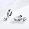 wholesale 925 Sterling Silver Viking Rune Compass Drop Earrings Celtic Knot Square Cz Oxidized Finish-0-2