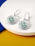 wholesale 925 Sterling Silver Celtic Knot Green Crystal Shamrock Drop Earrings Luck s for Women Girls 4-Leaf Clover Charm Pendant Necklace Set Irish Style Accessories-0-4