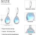 wholesale 925 Sterling Silver Blue Moonstone Tear Drop Lever Back Earrings 925 Filigree Hypoallergenic Jewelry for Women Girls Gift Boxed-0-5