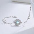 wholesale 925 Sterling Silver Moonstone Flower Heart Charm Bracelet for Women Girls  6-8 Adjustable Chain Length-0-1
