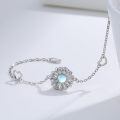 wholesale 925 Sterling Silver Flower Moonstone Heart Pendant Bracelet-0-1