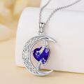 TOUPOP Sterling Silver Sapphire Moon Star Pendant Necklace-0-3