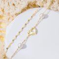 wholesale 14K Gold Pearl & Crystal Heart Layered Ankle Anklet for Women-0-1