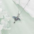 wholesale 925 Sterling Silver Abalone Shell Luna Moth Pendant Necklace for Women-0-3