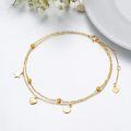 wholesale 14K Gold Double Chain Moon & Star Charm Ankle Anklet for Women - Adjustable Size-0-3