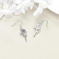wholesale 925 Sterling Silver Gothic Cross with Black Rose and Witch's Heart Drop Earrings-0-4