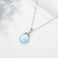 wholesale Sterling Silver Larimar Turquoise Moss Agate Rose Quartz White Opal Labradorite Lapis Lazuli Pendant Necklace-0-8