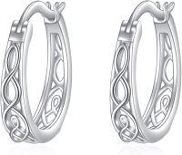 wholesale 925 Sterling Silver Gold Small Huggie Filigree Hoop Earrings for Women - Birthday Gift Ideas-Celtic Knot-Silver-Celtic Knot-Silver