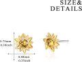 wholesale Hypoallergenic Gold Plated S925 Sterling Silver & Austria Crystal Sunflower Earrings, Lead & Nickel Free, 0.38x0.35, Gift Box-0-5