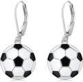 wholesale 925 Sterling Silver Soccer Ball Shape Drop Earrings for Women and Girls-0-0