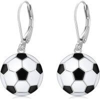 wholesale 925 Sterling Silver Soccer Ball Shape Drop Earrings for Women and Girls-B-Soccer