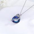 wholesale 925 Sterling Silver Blue Crystal Tiger Circle Pendant Necklace-0-4