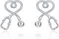 wholesale Hypoallergenic S925 Sterling Silver & Austrian Crystals Lead/Nickel-Free Heart Stud Earrings for Nurses, Doctors, Medical Students - Perfect Gift for Women, Mom, Wife - 0.46 x 0.32-0-0