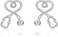 wholesale Hypoallergenic S925 Sterling Silver & Austrian Crystals Lead/Nickel-Free Heart Stud Earrings for Nurses, Doctors, Medical Students - Perfect Gift for Women, Mom, Wife - 0.46 x 0.32-Simulated Diamond