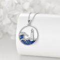 wholesale 925 Sterling Silver Wave & Lighthouse Tree of Life Necklace-0-2