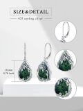wholesale 925 Sterling Silver Green Moss Agate Teardrop Dangle Earrings with Floral Vine Design for Women Gift-0-3