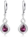 wholesale 925 Sterling Silver Infinity Birthstone Dangle Earrings for Women-0-0