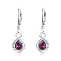 wholesale 925 Sterling Silver Infinity Birthstone Dangle Earrings for Women-02 Feb