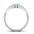 TOUPOP Sterling Silver Moissanite Opal Wedding Ring Set For Women-0-1