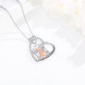 wholesale 925 Sterling Silver Sisters Heart Pendant Necklace with 3 Girls and Cubic Zirconia Gifts for Women-0-2