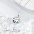 wholesale 925 Sterling Silver Hexagon Mountain & Moon Abalone Shell Pendant Necklace for Nature Lovers-0-2