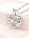 TOUPOP Sterling Silver Zircon Heart Necklace Gift for Women-0-4