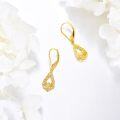 wholesale 10K Gold Filigree Rose Drop Leverback Earrings Fine for Women and Girls-0-3