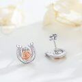 wholesale 925 Sterling Silver Gold Plated Pink Crystal Rose Horseshoe Stud Earrings for Women Hypoallergenic s-0-3