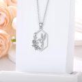wholesale 925 Sterling Silver Hexagon Hummingbird Pendant with Cubic Zirconias and Flowers Necklaces for Women-0-2