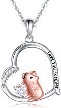 wholesale 925 Sterling Silver Love You Forever Mouse Heart Pendant Necklace-0-0