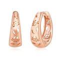wholesale Rose Gold 925 Sterling Silver Floral Cutout Teardrop Huggie Hoop Earrings 24mm Diameter-0-0