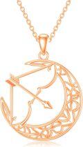 wholesale Rose Gold 925 Sterling Silver Moon & Arrow Pendant Necklace - Archer's Hunt Jewelry for Women-0-0