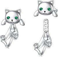 wholesale Sterling Silver Hypoallergenic Black Cat Dog Hippo Stud Earrings for Women-Cat Stud Earrings