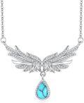 wholesale 925 Sterling Silver Angel Wing Turquoise Pendant Necklace for Women - I Love You to the Sky and Back-0-0