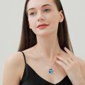 wholesale 925 Sterling Silver Blue Crystal Heart Zodiac Constellation Pendant Necklace-0-1